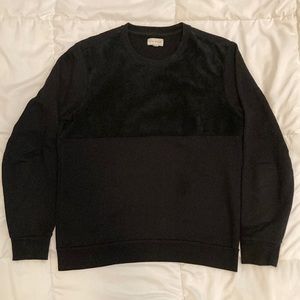 Super Rare!! Club Monaco Black Sweatshirt With 100% Calf Suede Leather Size M